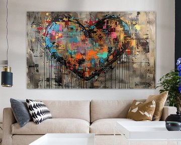 Abstract Hart Schilderij | Emotional Color Surge van Kunst Kriebels