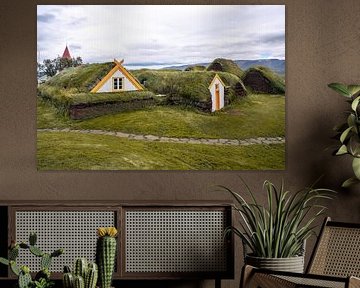 Traditionele IJslandse graszodenhuizen Glaumbaer. Noord-IJsland