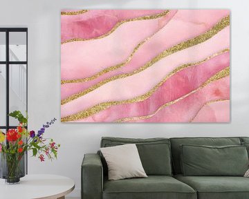 Delicaat girly chic roze en blush marmer met gouden aderen van Floral Abstractions