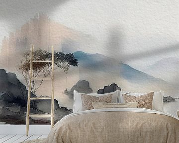 ZEN Japanische Landschaft in Aquarell