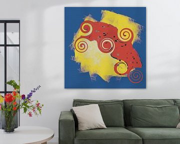 Red, Blue and Yellow Absdtract Work by Francina