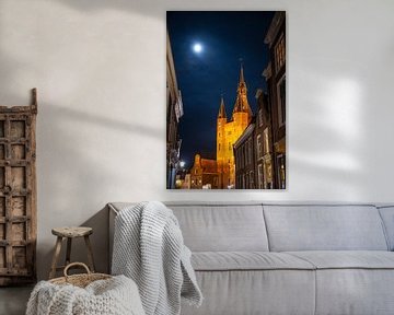 Sassenpoort in Zwolle bij maanlicht