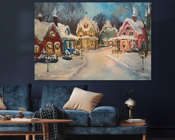 Christmas houses | Festive Christmas houses by Wonderful Art