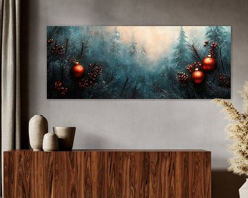 Winterpracht | Sfeervol Kerstbos Schilderij van Kunst Kriebels