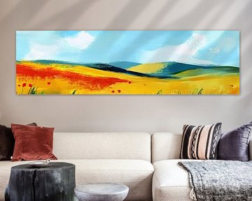 Golden Horizon Hues van Abstract Schilderij