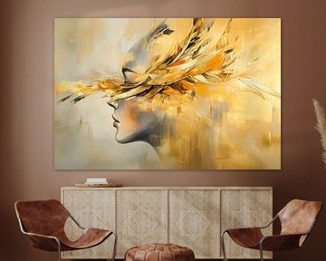 Verenmasker | Silence in Gold van Abstract Schilderij