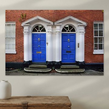 Two blue doors