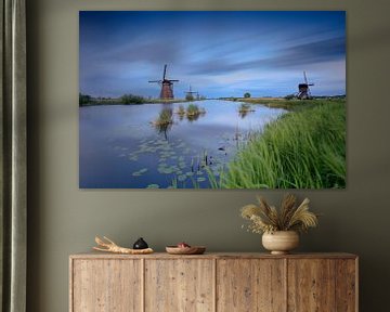 Hollandse wolkenlucht bij de molens van Kinderdijk