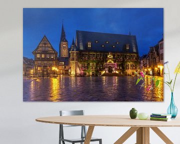 Der Marktplatz von Quedlinburg in Richtung Rathaus von Michel Lask
