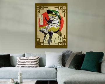 Samurai-Frosch mit roter Sonnenästhetik von Ramy Salah Hefny