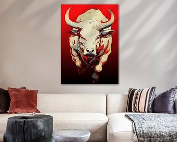 Dynamic Bull in Fiery Motion by Ramy Salah Hefny