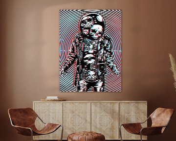 Kosmische Schedel Astronaut in Hypnotische Kunst van Ramy Salah Hefny