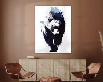 Abstract Grizzly Bear in Bold Hues by Ramy Salah Hefny