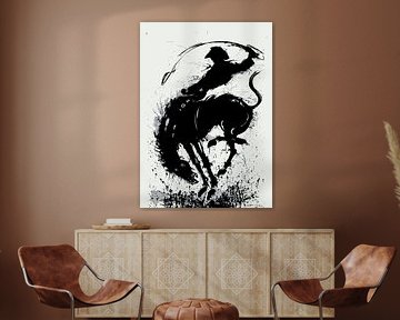 Dynamisch Cowboy Rodeo Silhouet Kunst van Ramy Salah Hefny