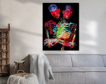 Neon Skeleton Embrace Art Fusion by Ramy Salah Hefny