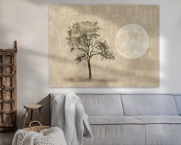 Lunar Landscape Painting | Night's Gentle Giant by Modern Collection