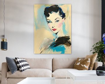 Vrouwenportret | Blue Streak Beauty van Blikvanger Schilderijen