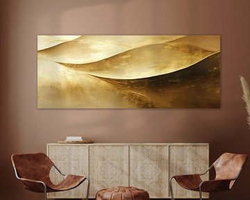 Gouden Textuur | Abstracte Gouden Golven Schilderij van Modern Collection