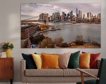 New York vanaf de Manhattan Bridge van Kurt Krause