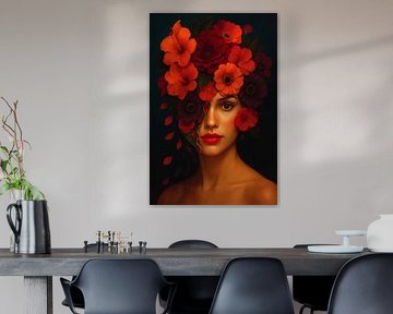 Portret Masker van Flora Gelaat van Vuur van Moonheart Artworks
