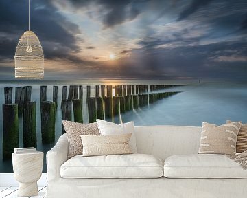 Zonsondergang in Domburg met lange sluitertijd