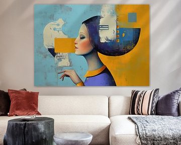 Vrouwenportret | Serenity in Abstract Contours van Zen en Meer