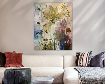 Modern schilderij:  Wilde bloemen in de berm, Serie Botanische kunst van Studio Pieternel