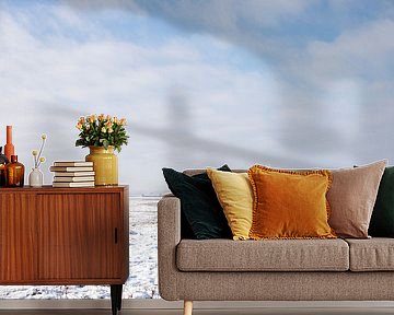 Schottische Highlander im Schnee