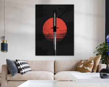 Japanse Samoerai met rode maan van Vicky Hanggara
