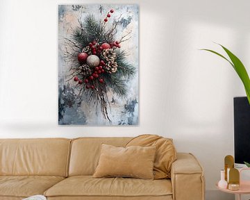 Kerstkrans | Feestelijk Winter Stilleven van Kunst Kriebels