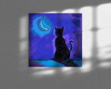 Kat in Maanlicht von Nathalie Antalvari