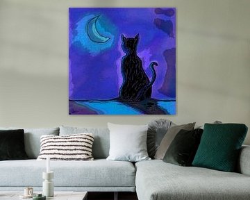 Kat in Maanlicht van Nathalie Antalvari
