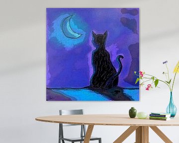 Kat in Maanlicht van Nathalie Antalvari