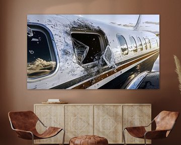 Verbrijzelde ruit van een privéjet van Frank Heinz