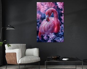 Flamingo in Bloesem Poëtische Elegant van Eva Lee