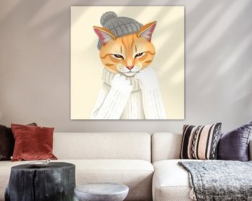 eine Katze mit Ausdruck Winterzeit. von J.a Dijkstra