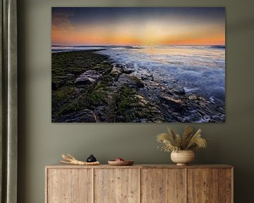 coucher de soleil derrière un brise-lames en mer du Nord sur gaps photography