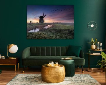 Schermer mills at sunrise by peterheinspictures