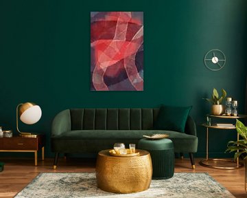 Neon rood, bruin, paars. Modern abstract schilderij. van Dina Dankers