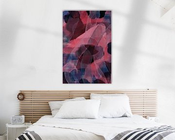 Neon roze, blauw, bruin. Modern abstract schilderij. van Dina Dankers