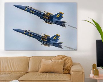 High Alpha Pass of Blue Angels numbers 5 and 6. by Jaap van den Berg