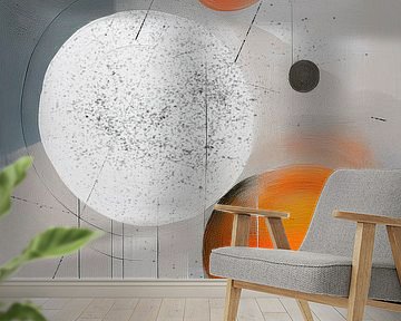 Modernes heiteres Japandi-Gemälde, Oase der Stille.