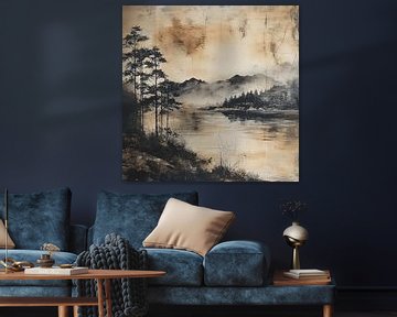 Beruhigende japanische Landschaft im Wabi-Sabi-Stil von Dream Designs art work