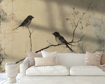 Minimalist Birds in Japanese Wabi-Sabi Style by Dream Designs art work
