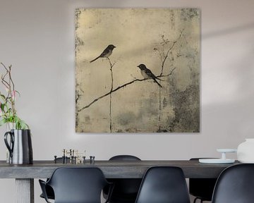 Minimalistische Vogels in Japandi Wabi-Sabi Stijl van Dream Designs art work