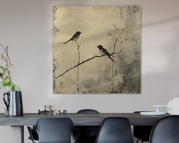 Minimalistische Vogels in Japandi Wabi-Sabi Stijl van Dream Designs art work