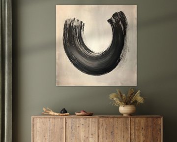 Minimalistische U-Vormige Penseelstreek in Japandi Stij van Dream Designs art work