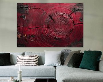 Houtringen in Vuurrood Tijd en Textuur van Eva Lee