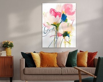 Moderne abstracte roze bloemen van Olga Wildrose