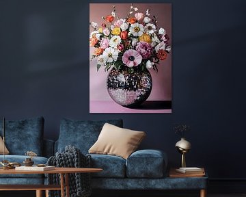 Bloemen in Disco Bal Vaas van Olga Wildrose